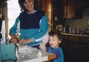 Elise helping me bake cookies