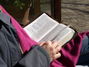 woman reading Bible
